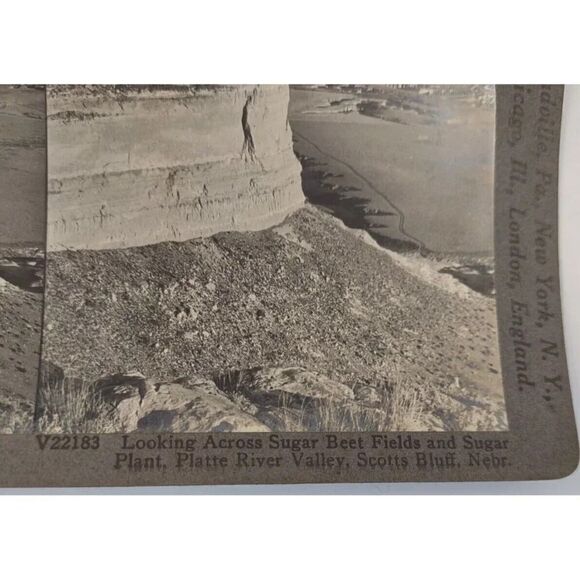 Scotts Bluff Nebraska Stereoview Card Platte River Valley Sugar Beet Field - Picture 6 of 10